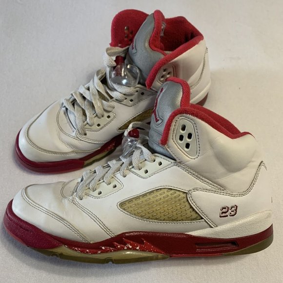 Jordan Other - Nike 440892-101 Air Jordan 5 Retro Red Leather 7Y